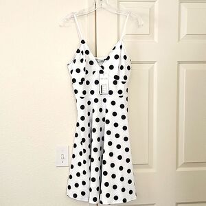 Elesol Women's White and Black Polka Dots Dress Size L